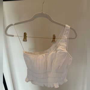 NWT l*space Crop White One Shoulder Top Size L